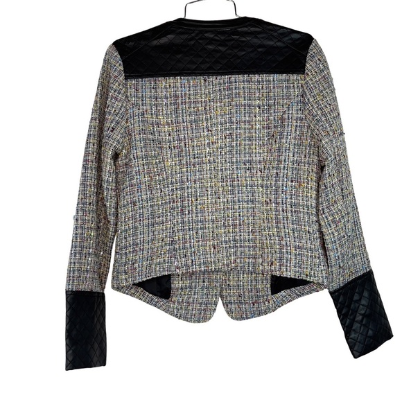 Collection by Bernardo Multicolor Tweed Faux Leather Jacket Size Medium - Picture 7 of 9
